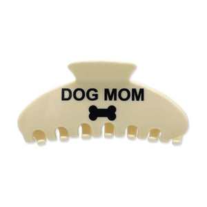 Dog Mom Beige Large Hairclip