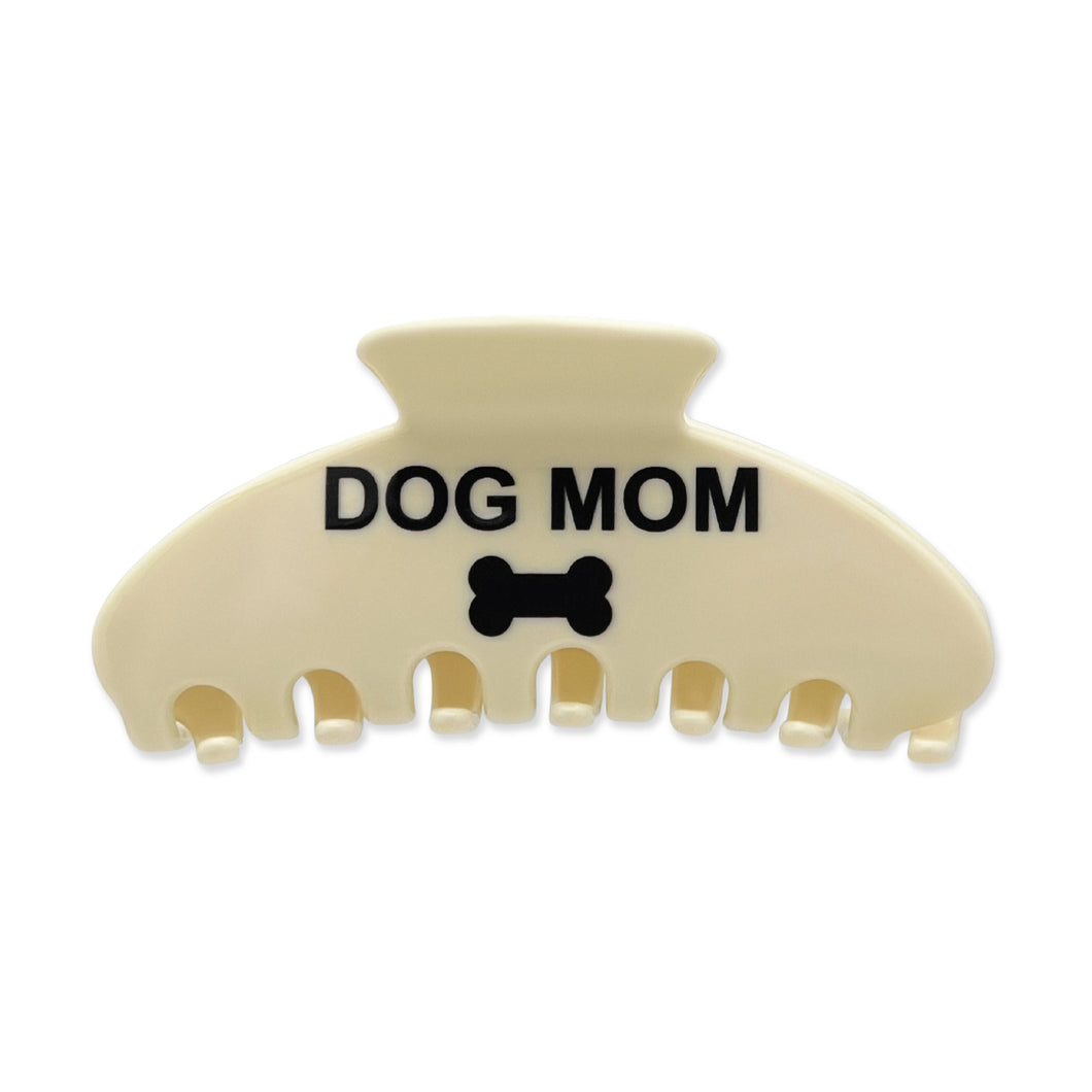 Dog Mom Beige Large Hairclip
