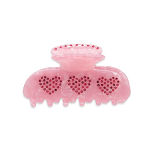 Hearts Pink Marble Small Hairclip