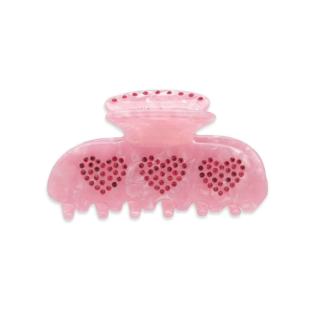 Hearts Pink Marble Small Hairclip