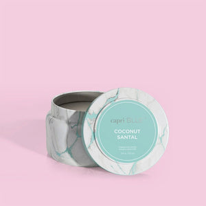 Coconut Santal Modern Marble Printed Travel Tin, 8.5oz